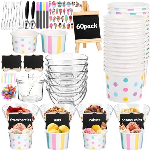 264Pcs Ice Cream Party Supplies Summer Ice Cream Bar Serves 60 Guests by Unknown