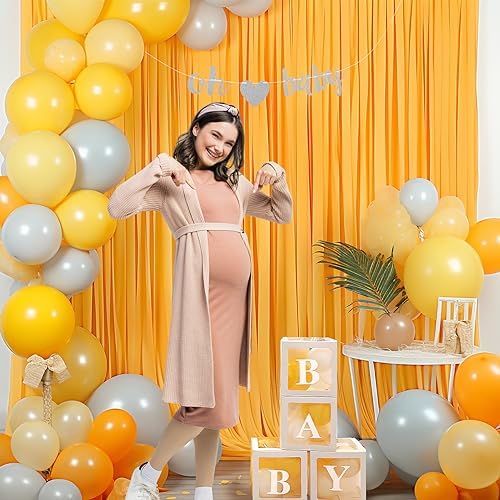 10x10 Marigold Backdrop Curtain for Parties Wrinkle Free Orange Photo Curtains Backdrop Drapes Fabric Decoration for Wedding Birthday Party Baby Shower 5ft x 10ft,2 Panels - Image 5