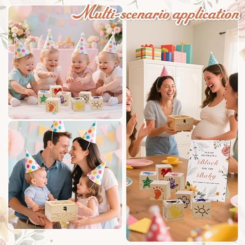 78 PCS Shower Games Sign Kit, Wooden Box and Sign, Blank Wooden Blocks for DIY Drawing, Markers, Shower Game for Gender Reveal Activity, Shower Ideas Decorations, Bear A - Image 6