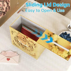 NiHome Golden Mirror Acrylic Wedding Card Box with Sliding Lid, Large Capacity for 80-100 Cards, Premium Gold Acrylic with Bold Cards Print for Weddings, Parties, Baby Showers, Keepsakes, Receptions - Image 2