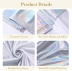 Rainbow White Arch Covers 7.2 and 6ft Sequin Sparkly Birthday Party Arch Backdrop Covers Set of 2 Spandex Shimmer Balloon Arch Stand Cover for Wedding Bridal Shower Baby Shower Photo Arches Background - Image 5