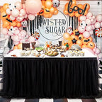 QueenDream Rectangle Black Table Skirts Tulle Table Skirting 14ft Tutu Table Cover for Round Rectangle Tables Baby Shower Home Decoration - Image 6