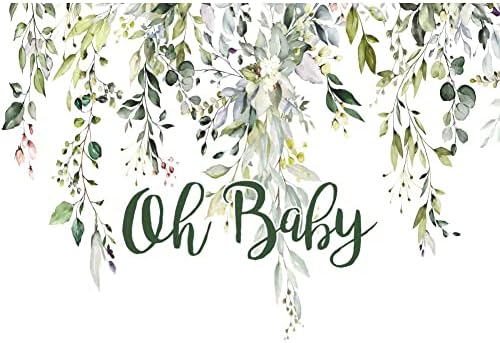 Leowefowa 10x8ft Oh Baby Backdrop Greenery Baby Shower Background Green Eucalyptus Leaves Photography Banner Newborn Announce Pregnancy Birthday Party Decorations Supplies Photo Booth Props - Image 3