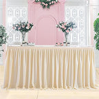 14ft Ivory Table Skirt for Rectangle Tables Polyester Pleated Table Skirt Desk Skirts Ruffle Tablecloth Skirt for Wedding Birthday Party Baby Shower Bridal Shower Banquet Table Decoration - Image 5