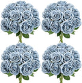 48 PCS Dusty Blue Roses Artificial Flowers, Silk by DIYDOFUN
