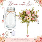 4 Sets Rose Chamomile Mason Jar Centerpiece with LED Lights - Image 2