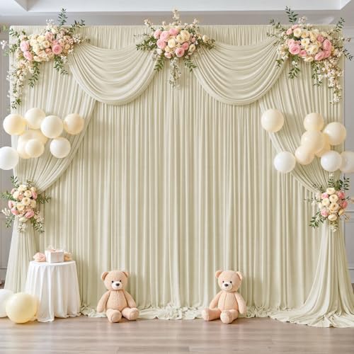 50ft x 12ft Beige Backdrop Curtains Wrinkle Free Backdrop Curtain for Wedding Parties Beige Fabric Backdrops Drapes Back Drop Cloth Bridal Shower Stage Curtains Wedding Decorations for Reception - Image 3