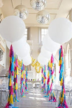 20 Rainbow Tassels Tail Garland with 90cm / 3ft Jumbo Balloon Giant Balloon for Party Wedding Gold Garland Bunting Pom Pom by OriginalsGroup