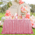 SoarDream Blush Pink Sequin Tablecloth 90"x156" Wedding Table Cloth by SoarDream