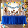 Royal Blue Tablecloth Rectangle 8 Foot Stretch Elastic Tulle Ruffle Tablecloths Rectangular Spandex Table Covers 8ft Birthday Baby Shower Wedding Party Table Cloths with Skirt by LittleFunny