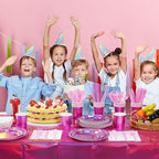 Iridescent Pink Party Supplies Decorations Serve100, Hot Pink Holographic Paper Plates and Napkins Set, Disposable Pink Paper Plates Cups Knives Spoons Fork for Mermaid Disco Kpop Birthday Party Decor - Image 7