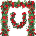 Aneco 8 Pack 64 FT Red Flower Garland Kentucky Artificial Rose Vines Derby Roses Fake Vine Flowers Plants Party Supplies for Kentucky Holiday Wedding Garden Craft Art Decoration by Aneco