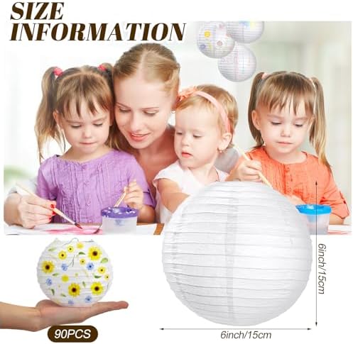 Treela 90Pack White Chinese Paper Lantern for Wedding Party Decor, 6 Inch - Image 3