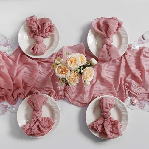 LZY 120 Pack Gauze Cheesecloth Napkins 20x20 Inch Dinner Cloth Napkins, Soft Boho Table Napkins Rustic Wrinkled Cheese Cloth Napkins Bulk for Wedding Party Baby Shower Event Decor (Dusty Pink) - Image 7