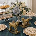 Vicenpal 6 Pack Baby Shower Wooden Vintage Rocking Horse Table Decoration for Blue Green Tartan Plaids Party Centerpiece Rocking Horse Decor for Baby Shower Party Wedding Birthday Decor (Brown) - Image 3
