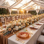 Rubtlamp 60Pcs Amber Plastic Plates - Brown Disposable Plates With Gold Rim, Clear Heavy-duty Party Plates, Hammered Plates Include 30 Dessert Platos, 30 Dinner Platos for Party - Image 6