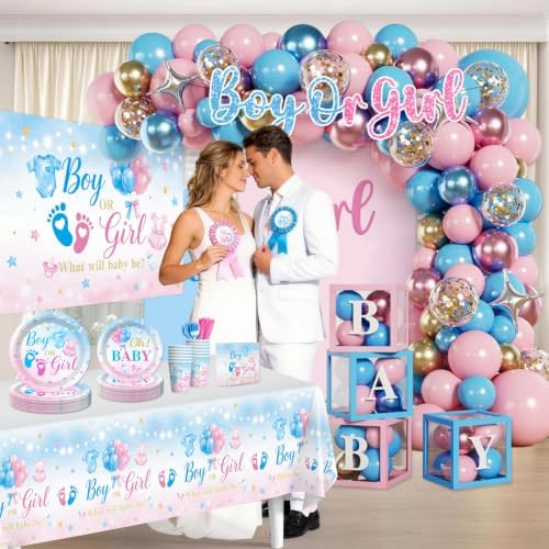 299Pcs Gender Reveal Decorations, All-in-One Decor Set for 25 Guests - Image 6