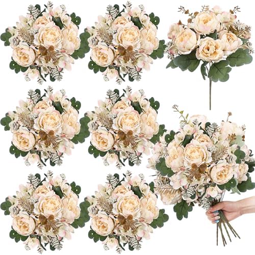 6 Bundles Peonies Artificial Flowers & Pack of 4 Baby Shower Centerpieces for Tables - Image 2