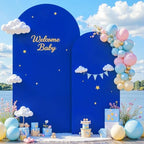 Royal Blue Arch Cover 2 Set-7.2FT, 6FT Arch Backdrop Cover Spandex Fitted Birthday Party Arch Stand Covers Stretchy Backdrop for Baby Shower Bridal Shower Wedding Ceremony Banquet Photo Background - Image 4