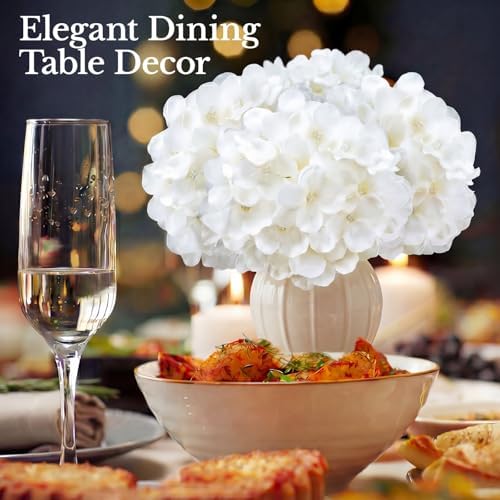 65PCS Hydrangea Artificial Flowers with Stronger Bendable Stems, Premium Silk Faux Hydrangea Flowers Bulk for DIY Wedding, Arches, Baby Showers & Large Event Decor(Ivory) - Image 6
