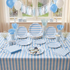 Funnymoom 434 Pcs Blue Striped Party Decorations Scalloped Plates Serves 48 - Image 6