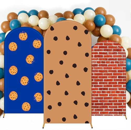 Moukeren 3 Pcs Cookie Arch Cover 4ft 5ft 6ft Spandex Backdrop Stand Decor by Moukeren