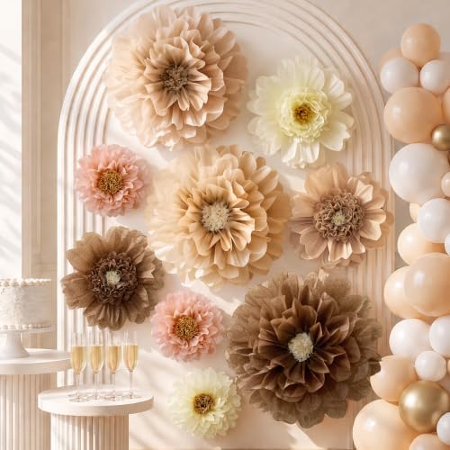 Alecono 9 Pcs Giant Paper Flowers Decorations for Wall (24", 20", 14") by AleconoBetterYourLife