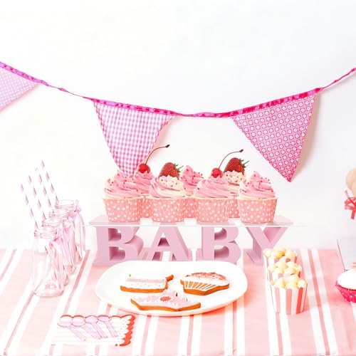 Baby Shower Cupcake Stand,BABY Acrylic Clear Cupcake Holder,Gender Reveal Cupcake Stand,Treat Stands for Dessert Table Display Set,Baby Shower Decorations,Cake Stands for Baby Shower,Birthday Party (Pink) - Image 3