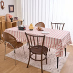 vctops Farmhouse Red Stripe Ruffle Table Cloth, Boho Cotton Linen Tablecloth, Washable Table Cover for Square Table Baby Shower Kitchen Party Wedding Decor (Red A,70"x70") - Image 3