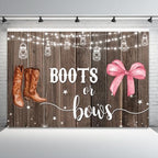 12x10ft Gender Reveal Backdrop Boots or Bows Photography Background Glitter Dot Star Rustic Wood Board Cartoon Baby Shower Banner Decorations Newborn Boy Girl Birthday Party Photo Booth Prop - Image 5