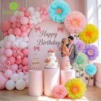 Alecono 9 Pcs Giant Paper Flowers, Extra Large Handcrafted Tissue Paper Flowers Decorations for Wall, Crepe Floral for Mexican Fiesta, Wedding Backdrop, Bridal Shower Birthday Party Decor(24"20"14") - Image 3