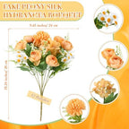 Tigeen 12 Bundles Peonies Artificial Flowers Faux Roses, Yellow - Image 2