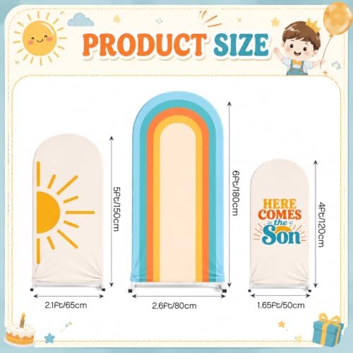 Tingjoo 3 Pcs Here Comes The Son Baby Shower, Arch Backdrop Covers, 4&5&6ft - Image 2