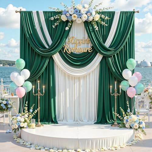 20 ft x 10 ft Wrinkle Free Hunter Green Backdrop Curtain for Parties, Polyester Dark Green Photo Backdrop Drapes 4 Panels 5x10ft for Baby Shower Wedding Birthday Party Photography Curtains - Image 4