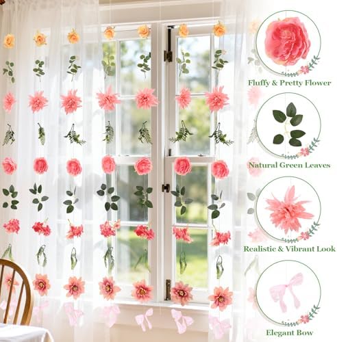 Livole 12Pcs 72Ft Wildflower Garland with Bow Hanging Flower Wall Backdrop - Image 5