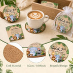 Cinrobiye 50 Set Safari Baby Shower Favor Set, Jungle Animal Cork Drink Coasters with Thank You Cards, Baby Shower Guest Favors, Safari Baby Shower Decorations, Gender Neutral Party Supplies - Image 3