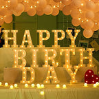 138pcs Happy Birthday Marquee Light Up Letters- LED Letter Number Light Sign with Round Light Balloons Decoration for Birthday Home Table Decor White by GPUSFAK