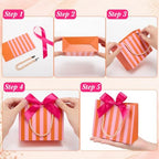 FunooFuno 50 Pack Orange Stripe Gift Bags with Pink Bows, 5.5 inches - Image 3