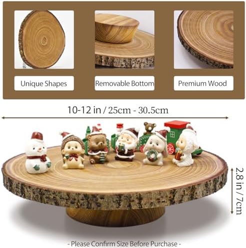 Wood Cake Stand 10-12 Inch, Natural Wedding Cake Table Display Stands, Rustic Large Cake Decorating Supplies for Party/Baby Showers/Reception/Event - Image 4