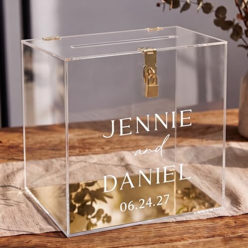 Novabright 10" Wedding Acrylic Card Box, Clear,Gold, Elegant Style by Unknown