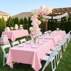 sancua 6 Pack Pink Tablecloths 60x102 Inch for 6 Feet Rectangle Tables - Image 5