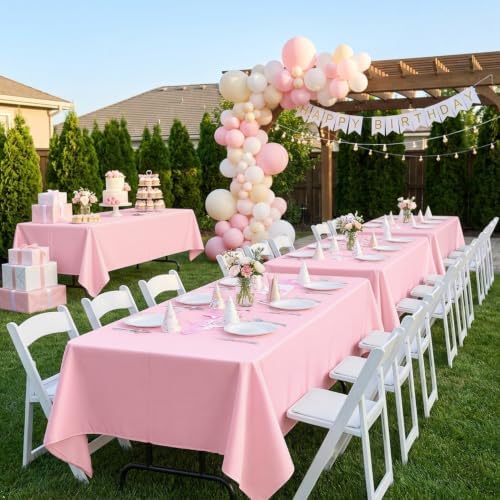 sancua 6 Pack Pink Tablecloths 60x102 Inch for 6 Feet Rectangle Tables - Image 5