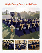 VEVOR Chair Covers, Polyester Spandex Chair Cover, Stretch Slipcovers for Wedding Party Dining Banquet Flat-Front Chair Covers (Navy Blue-a, 50PCS) - Image 2