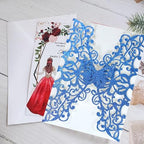 50sets Glitter Laser Cut Lace Flora Wedding Invitation Cards with Butterfly and Envelopes for Bridal Shower Engagement Quinceañera Wedding Invite (Whole Set, Glitter Blue) by Cylallen