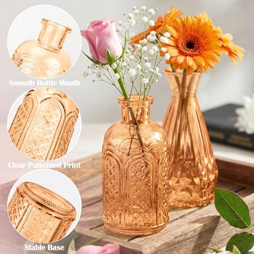 Glass Bud Vases in Bulk Small Mini Amber Vase for Flowers 40pc - Image 5