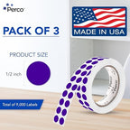 Perco Purple Perforated Round Circle Dot Sticker 1/2-Inch Labels — 3 Rolls, 9,000 Stickers - Parties, Scrapbooks for Category Coding, Crafts & Creative Organization, Strong Adhesive - Made in USA - Image 2