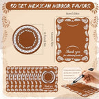 50 Set De Barro Mexicanos Baby Shower Party Favors for Guests Brown Mini Compact Mirrors Thanks Cards Cielito Lindo Party Decorations Gifts Bulk for Wedding Bridal Shower Fiesta Party Decorations - Image 2