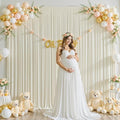 10ft x 10ft Beige Backdrop Curtain for Baby Shower Wrinkle Free Backdrop Drapes Panels for Parties Wedding Bridal Shower Birthday Photo Photography Polyester Fabric Background Decoration by Suppromo