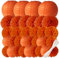 WOLHOWLTD Orange Paper Decoration Set - 34 Pcs Paper Lanterns, Pompoms, Honeycomb for Wedding,Harvest, Halloween,School Day,Bridal Baby Shower,Rainbow Birthday Party Classroom,Home Decoration (orange) by Unknown