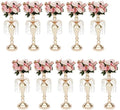 10PCS Flower Vases Table Decorations, 17.7Inch Wedding Tall Trumpet Vases Metal Tall Vase Centerpieces for Event Restaurant Hotel Party Acrylic Bead by LIYUANJUN